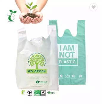 Custom logo printed eco friendly ldpe pla cornstarch compostable grocery packaging bio degradable i  / 3