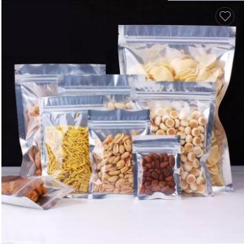 Biodegradable resealable clear window laminated plastic bag with zipper aluminium foil food packagin / 3