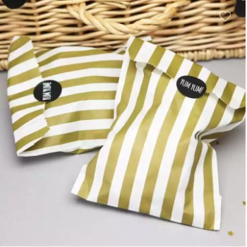 Wholesale custom small v sharp bottom flat stripe party favor merchandise brown kraft paper candy gi / 2