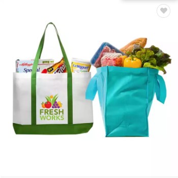 Custom eco friendly sustainable reusable supermarket groceries packaging recycle pp fabric non woven / 3