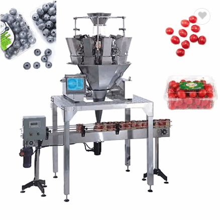 High speed fresh fruits cherry tomatoes punnet filling and packing machine / 2