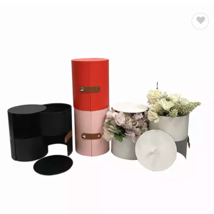 round tube bouquet double layer gift box custom logo cylinder bridesmaid paper packaging soap roses  / 2