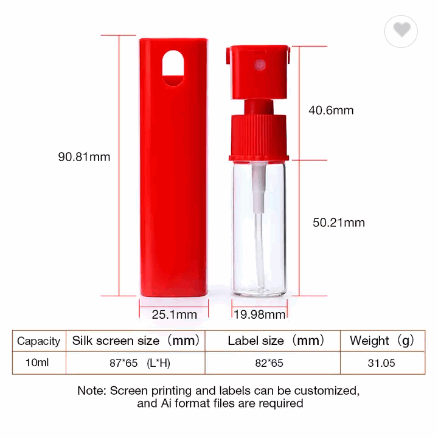 Free samples luxury Manufacturer empty 10ml recyclable perfume mist spray bottle with Fine Mist Spra / 6