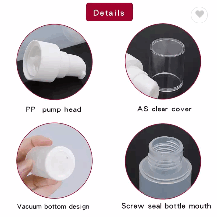 Eco Friendly Airless Bottle 20ML 30ML 50ML Plastic Pump Press Bottle Wholesale Face Lotion Pump Bott / 5