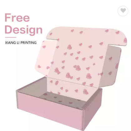 Oem Factory Custom Logo Pink Color Cosmetic Cloth Corrugated Packaging Mailer Box Shipping Paper Box / 1