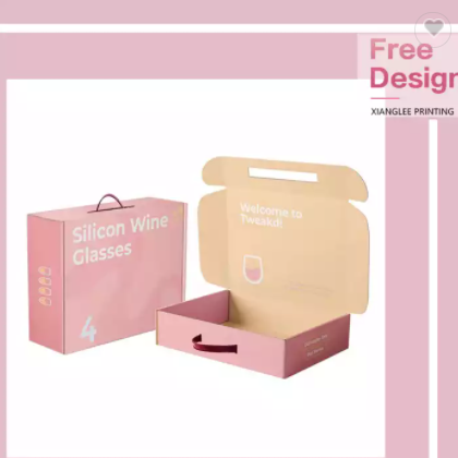 Oem Factory Custom Logo Pink Color Cosmetic Cloth Corrugated Packaging Mailer Box Shipping Paper Box / 3