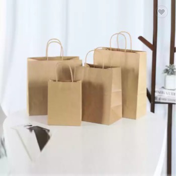 HDPK 2022 Recyclable Kraft Paper Bag With Twisted Handle Reusable Shopping Paper Bags Logo Sacchetto / 2