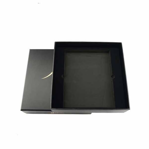 Luxury design paperboard matte black gift box with hot stamp logo / 1