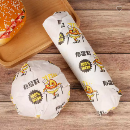 Custom Logo Printed PE Coated Deli Meat Hamburger Frie Burger Sandwich Wrap Wax Sheets Food Wrapping / 2