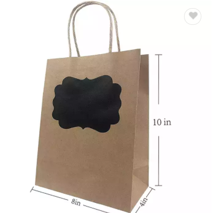 PREMIUM QUALITY chalk sticker Brown Shopping Label Party Bag Low MOQ Medium Size Kraft Gift Bags Wit / 2