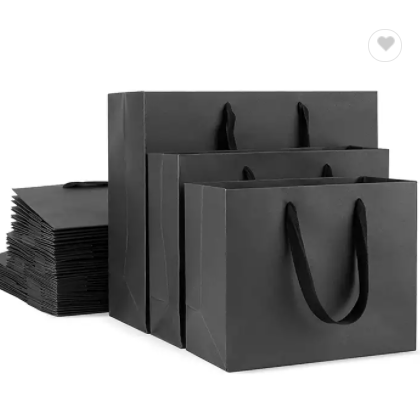 wholesale Luxury Reusable Handmade DIY Merchandise Wedding gift Bag Kraft Paper Black Clothing Shopp / 1