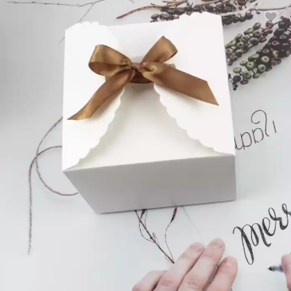 Dream Small Gift Recycled Paper Gift Box with Ribbons Inches Brown White Small Decorative Gift Boxes / 1