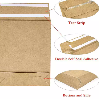 Print logo 100% recycled Self Seal Envelopes Mailer Reusable Packaging 160g water resistant Kraft Pa / 2