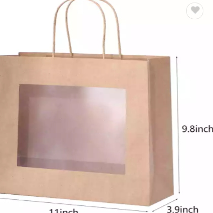 Custom Waterproof Handled Kraft Brown Flower Gift Bag With Plastic Window For Valentine mother' / 2