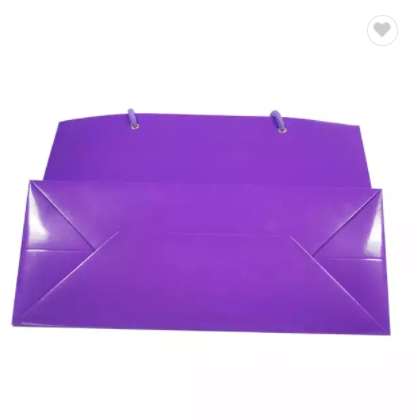 Art Paper Gift Bags Purple Hot Stamping Custom Desgin Packaging Bag Accept with Handles Recyclable S / 2