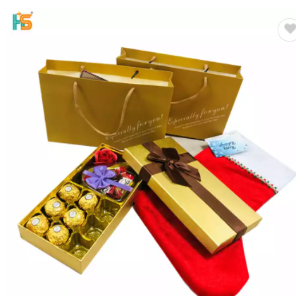 Custom Thank You Card Bag Box Packaging Christmas Chocolate Gift Box Packaging For Wedding / 2