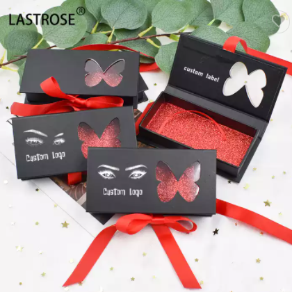 Wholesale Black Butterfly Lash Packaging Mink Eyelash box Color Ribbon Eyelash Packaging / 1