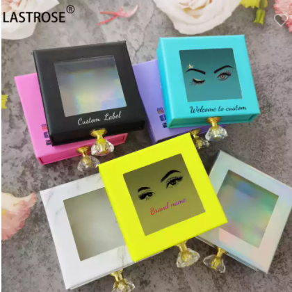 Empty Eyelash Case Luxurious Private Label Black Custom Square Shaped Lashbox Packaging for Lashes c / 2