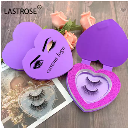 Custom logo heart shape gift paper box eyelash packaging / 3