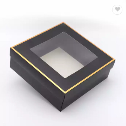 Packaging Custom Printing Recycled Black Cardboard Logo Clear Gift Paper Box with window / 3