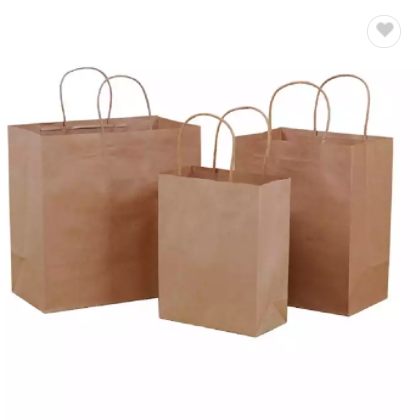 Kraft brown paper bags with twisted handle customized food packaging paper bag recycled / 2