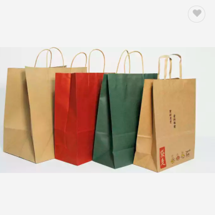 Kraft brown paper bags with twisted handle customized food packaging paper bag recycled / 3