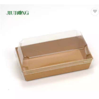 Jiurong 155*85*35mm Kraft Paper Sushi Takeaway Togo Box with PET Lid / 1