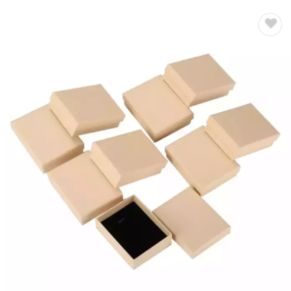 Brown Delicate Kraft Jewelry Box Bulk Sturdy Kraft paper packaging with Lid and Cotton sponge velvet / 2