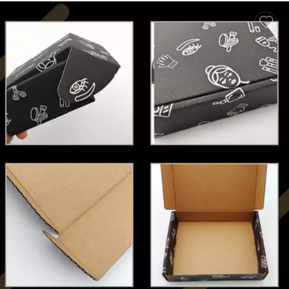 Black Pattern press on mail packaging boxes custom Corrugated Cardboard Mailing box / 3