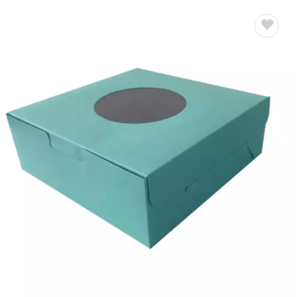 Blue Printing Bakery Cake Paper Window Boxes Treat Gift Box with Round Window Custom Macaron Cupcake / 2