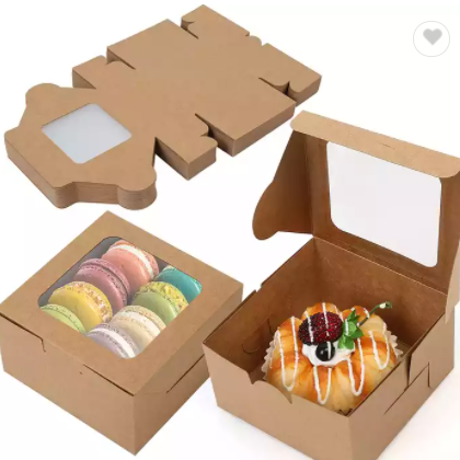 Cupcake Transparent Window Muffin Box Custom Size Portable Kraft Paper White Cardboard Packaging Box / 2