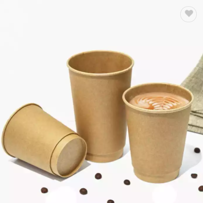 Wholesale Custom Single/Double/Ripple Wall Hot Drinking Kraft Paper coffee cups packaging with lids / 2