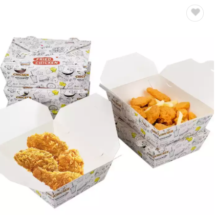 Eco Friendly Paper Packaging Take Away Food Paper Box Fried Chicken French Fries Cartoon Paper Conta / 3