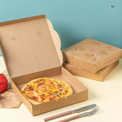 Eco-friendly Disposable Square Kraft Paper Delivery Pizza Box Biodegradable Packaging Pizza Box / 2