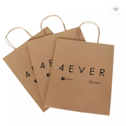 China Supplier Custom Logo Brown Kraft Paper Bags With Rope Handle Custom Logo Paper Bag / 2