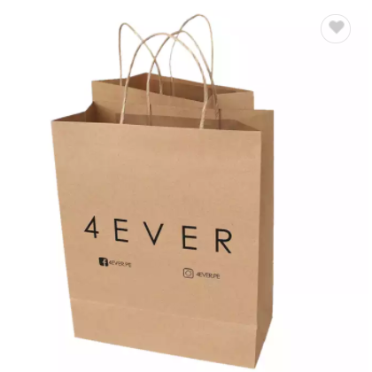 China Supplier Custom Logo Brown Kraft Paper Bags With Rope Handle Custom Logo Paper Bag / 3