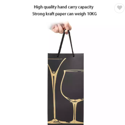 Wine packaging paper bag for one bottle two bottles customized logo brand name black card paper bags / 2