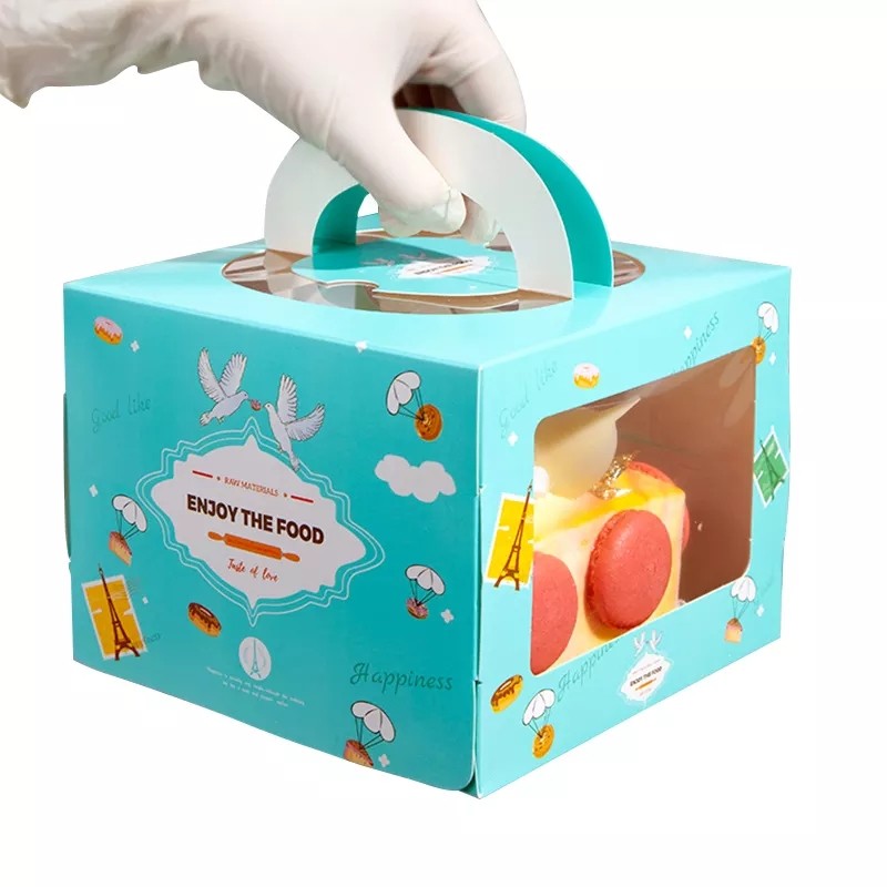 China factory cheap customized printed birthday big folding cake box with handle cake pop box with w / 3