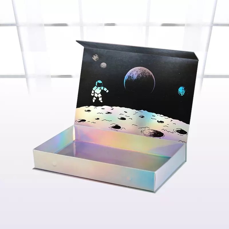 Factory Custom sliver Holographic Packaging Box Gift Box paper Magnet Holographic Box / 3