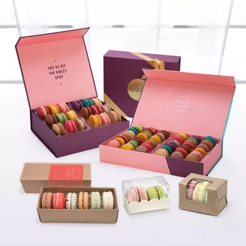 Factory custom cheap price luxury macaroon package box with window / 3