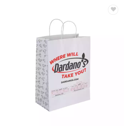 Custom your own logo print take away carry out bag for restaurant fast food takeaway kraft paper bag / 2