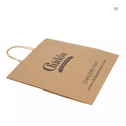 Customized wholesale washable christmas shopping kraft paper bag with handle / 3