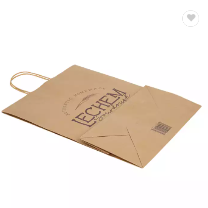 Custom luxury eco-friendly food packaging bags brown shopping paper bags with your own logo / 3