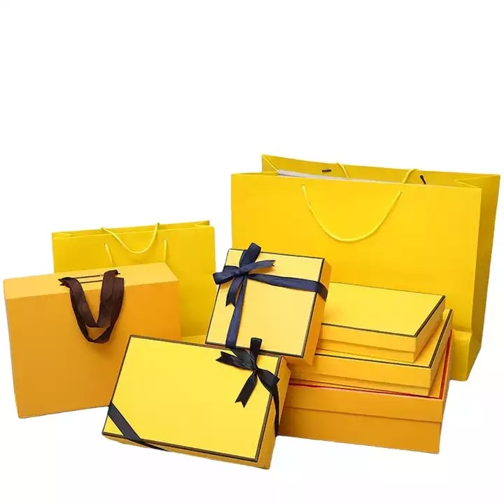 Luxury Gift Bag Box Bow Ribbon Color Paper Gift Bag Wedding Birthday Gift Package Amazon Branded Box / 3