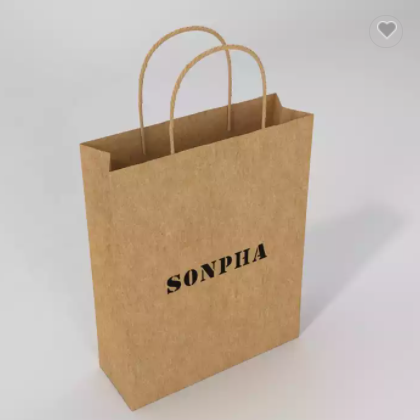 Custom Printed Your Own Logo White Brown Kraft Gift Craft Shopping Paper Bag With Handles / 3