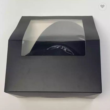 Custom Logo Black Baseball Cap Paper Box Paper Packaging for Snapcap Gift Boxes with Clear Window / 3