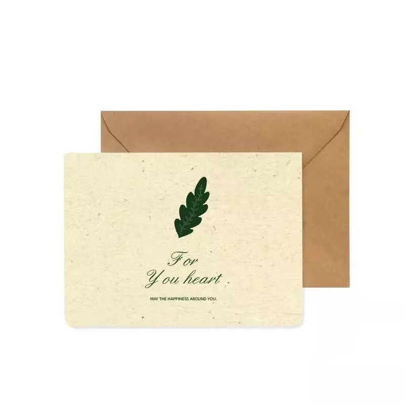 Custom cheap cost printing your own brand logo paper greeting card recycled textured paper thank you / 1