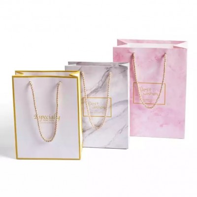 Recycled Fancy Paper Bags Custom Gold Fold Logo Cardboard Printing Eco-friendly Jewelry Gift Paper B