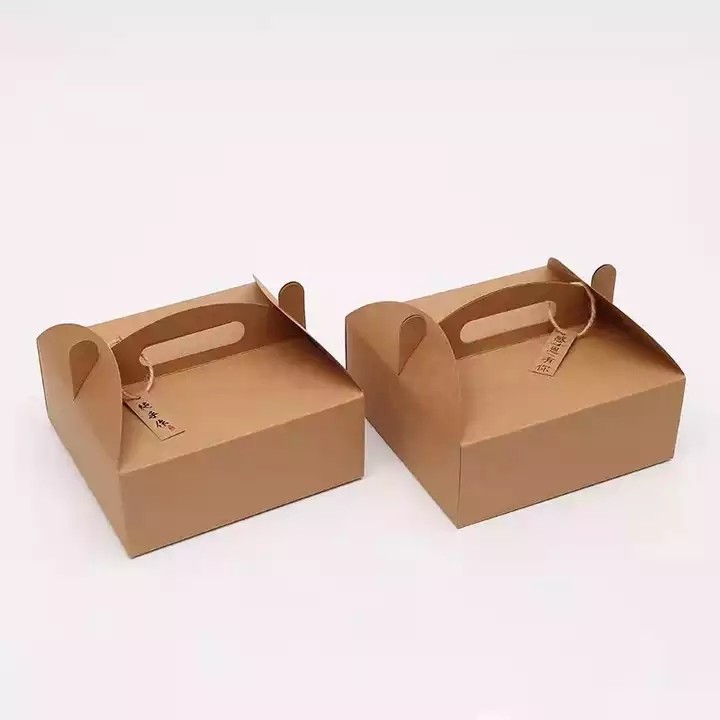 Wholesale Custom100% Recyclable Kraft Paper Box Portable Pizza Box Eco-Friendly Food Take Away Box W / 2