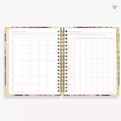 Custom 2023-2024 Floral Printed Spiral Daily Weekly Monthly Planner Women Workout Goal Agenda Notebo / 2